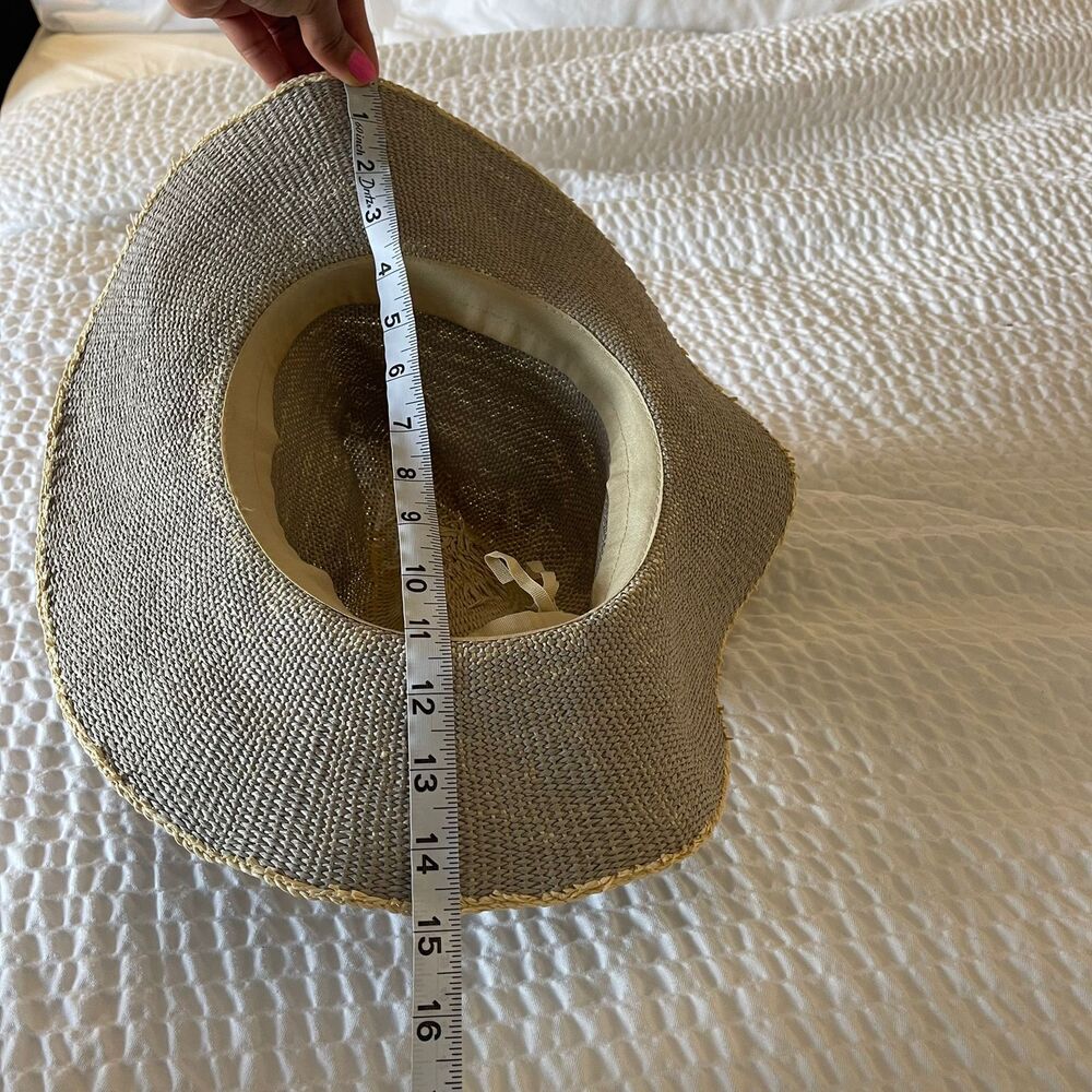 World Market Handwoven Straw 100% Paper Sun Grey Wide Brim Beach Cowboy Hat O/S - Picture 5 of 7